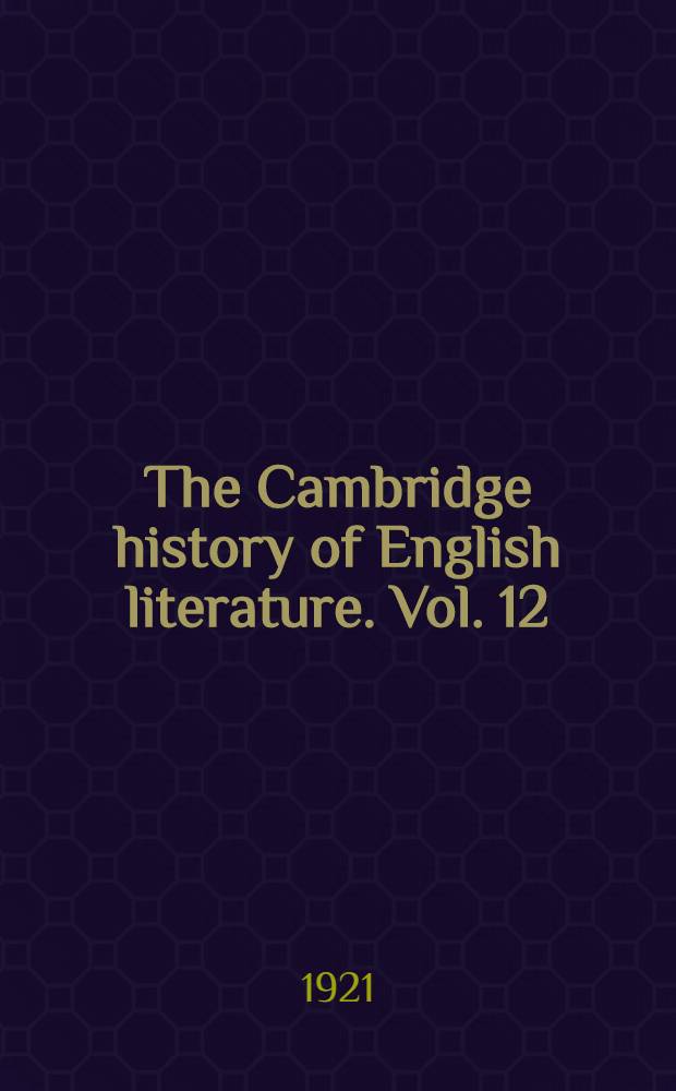 The Cambridge history of English literature. Vol. 12 : The nineteenth century