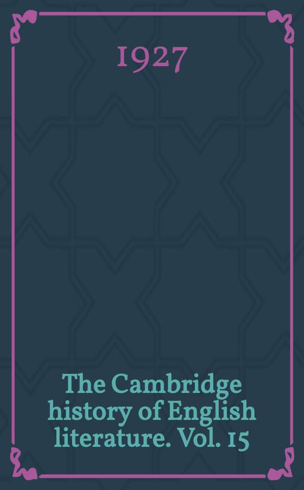The Cambridge history of English literature. Vol. 15 : General index