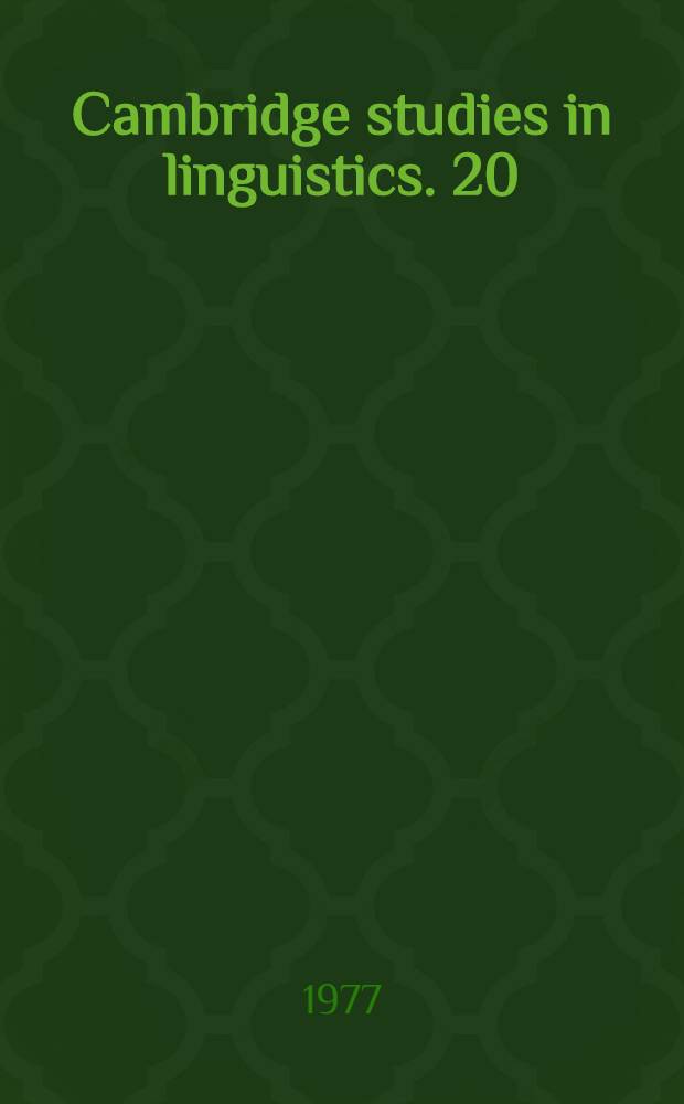 Cambridge studies in linguistics. 20 : Foundations of theoretical phonology