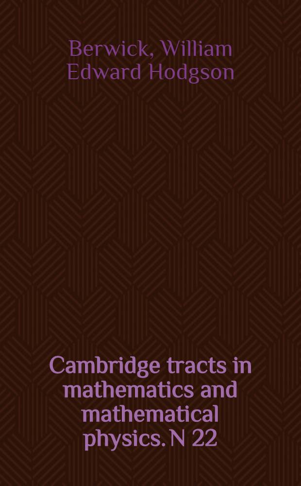 Cambridge tracts in mathematics and mathematical physics. N 22 : Integral bases