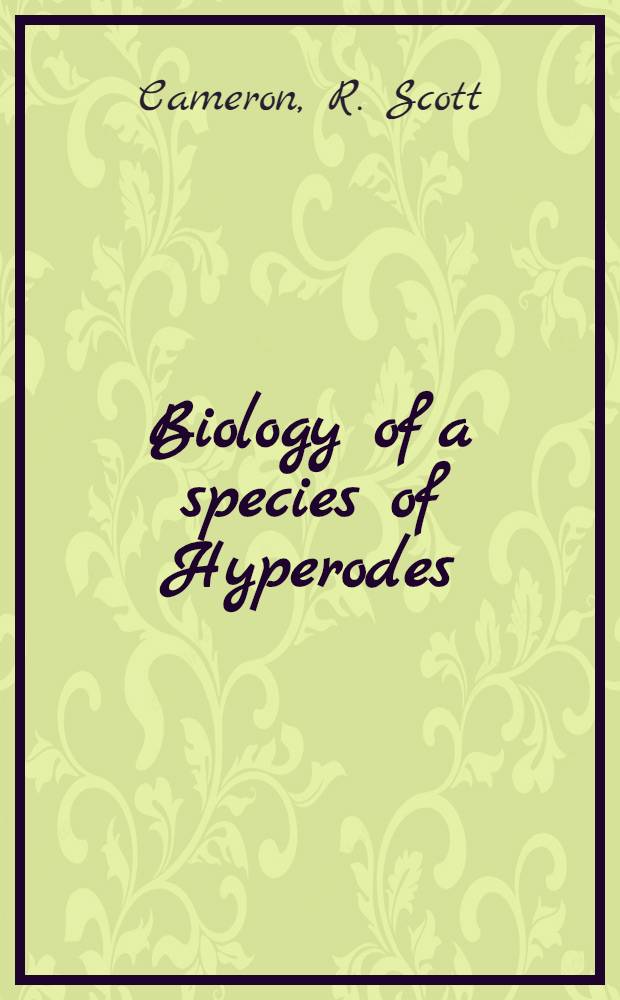 Biology of a species of Hyperodes (Coleoptera: Curculionidae) a pest of turfgrass