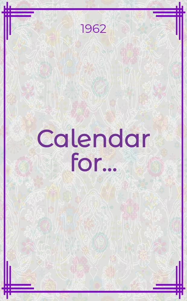 Calendar for ..