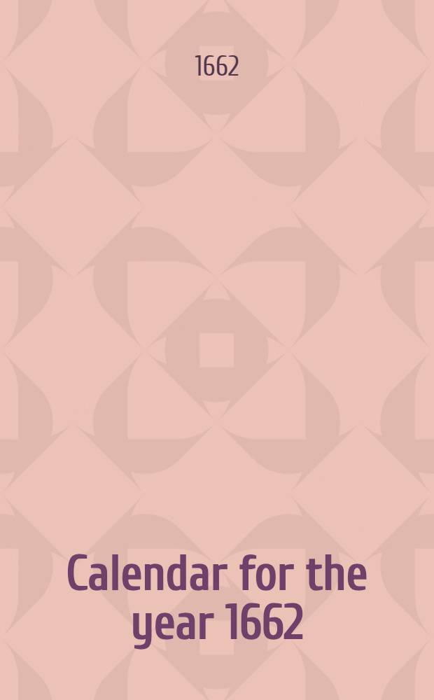 [Calendar for the year 1662]