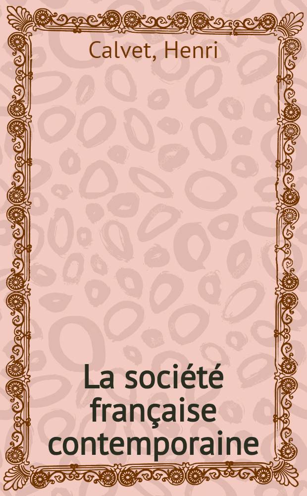 La société française contemporaine