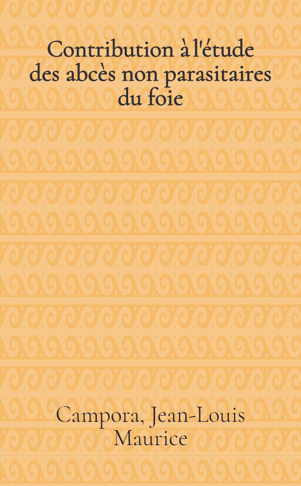 Contribution à l'étude des abcès non parasitaires du foie : À propos d'un cas d'abcès angiocholitiques diffus du foie dus à une compression de la voie biliaire principale, à la fois par un faux kyste du pancréas et par une pancréatite chronique calcifiante : Thèse ..