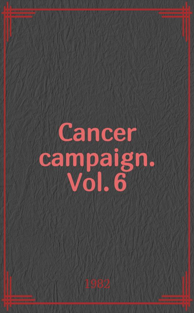 Cancer campaign. Vol. 6 : Geographical pathology in cancer epidemiology