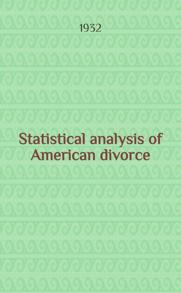 Statistical analysis of American divorce