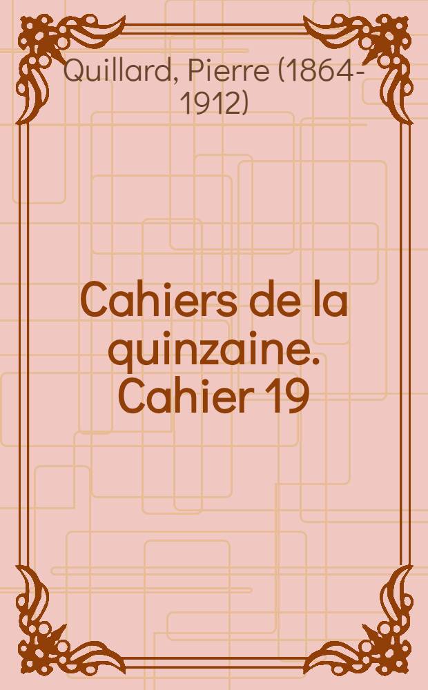 Cahiers de la quinzaine. Cahier 19 : Pour l'Arménie