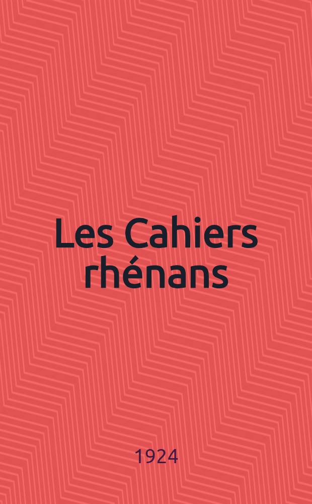 Les Cahiers rhénans