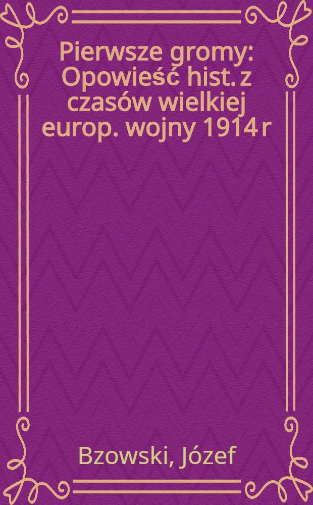 Pierwsze gromy : Opowieść hist. z czasów wielkiej europ. wojny 1914 r