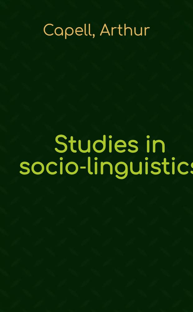Studies in socio-linguistics