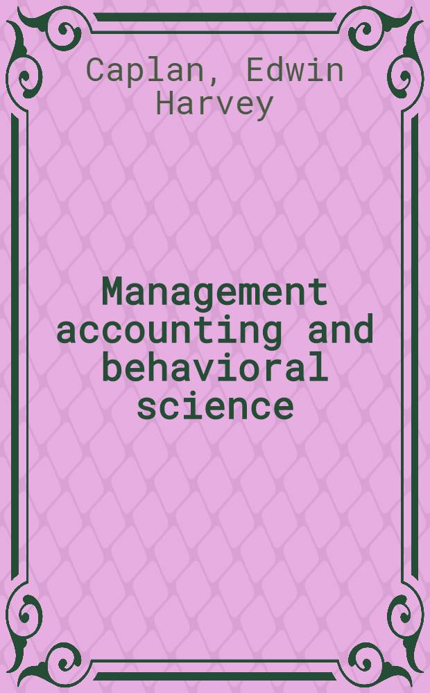 Management accounting and behavioral science
