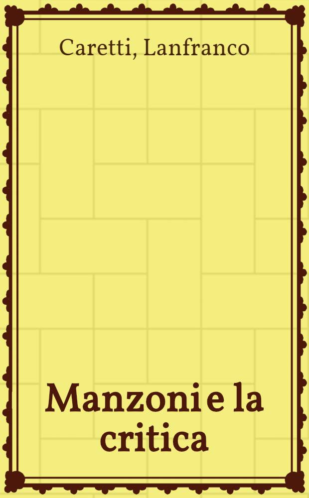 Manzoni e la critica