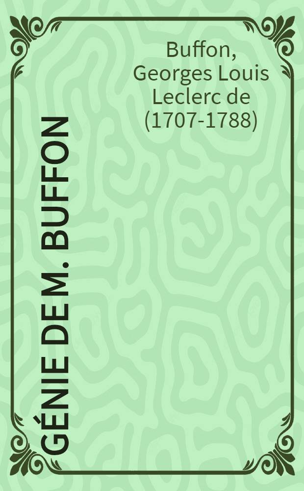 Génie de m. Buffon