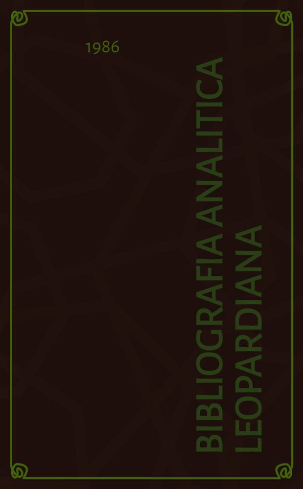 Bibliografia analitica leopardiana (1971-1980)