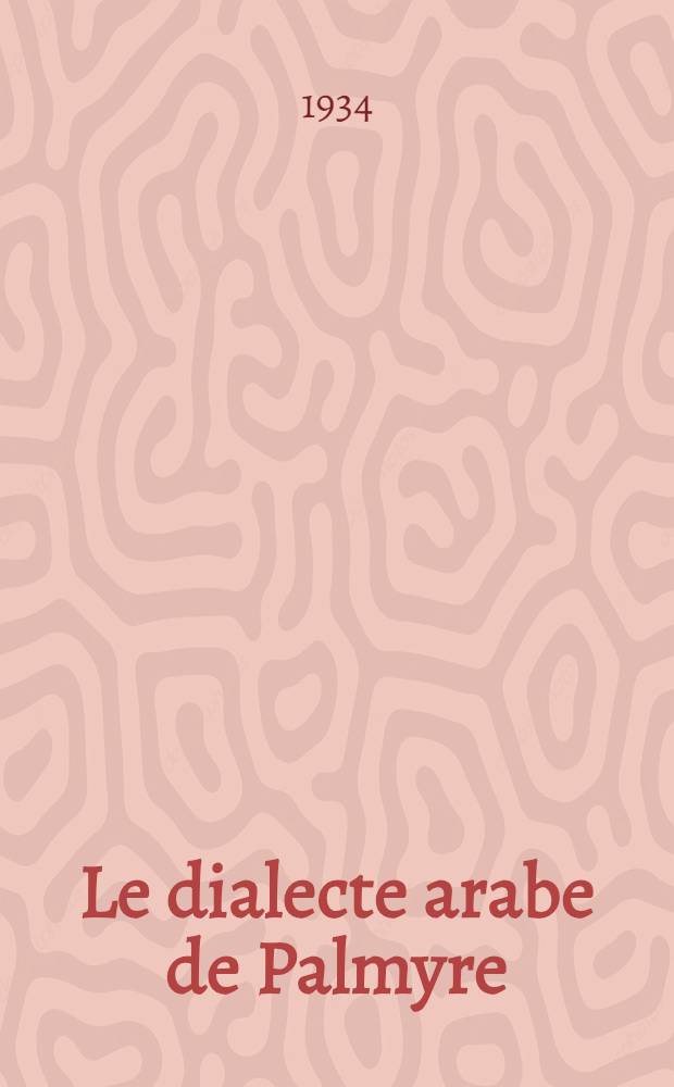 Le dialecte arabe de Palmyre