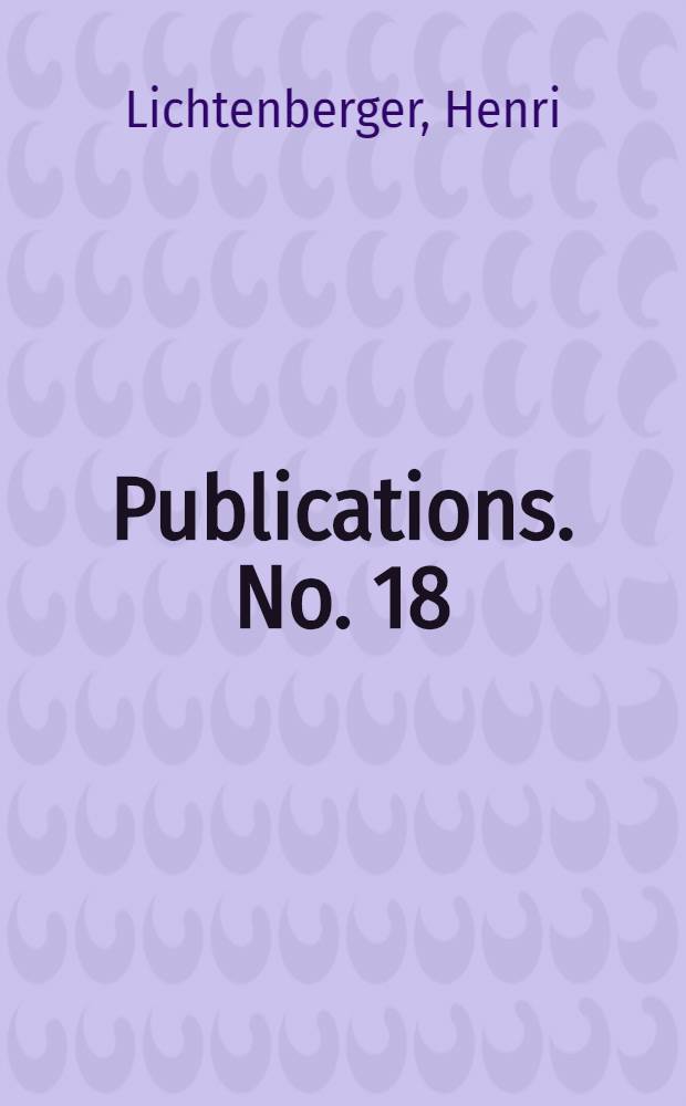 ... Publications. No. 18 : Relations between France and Germany