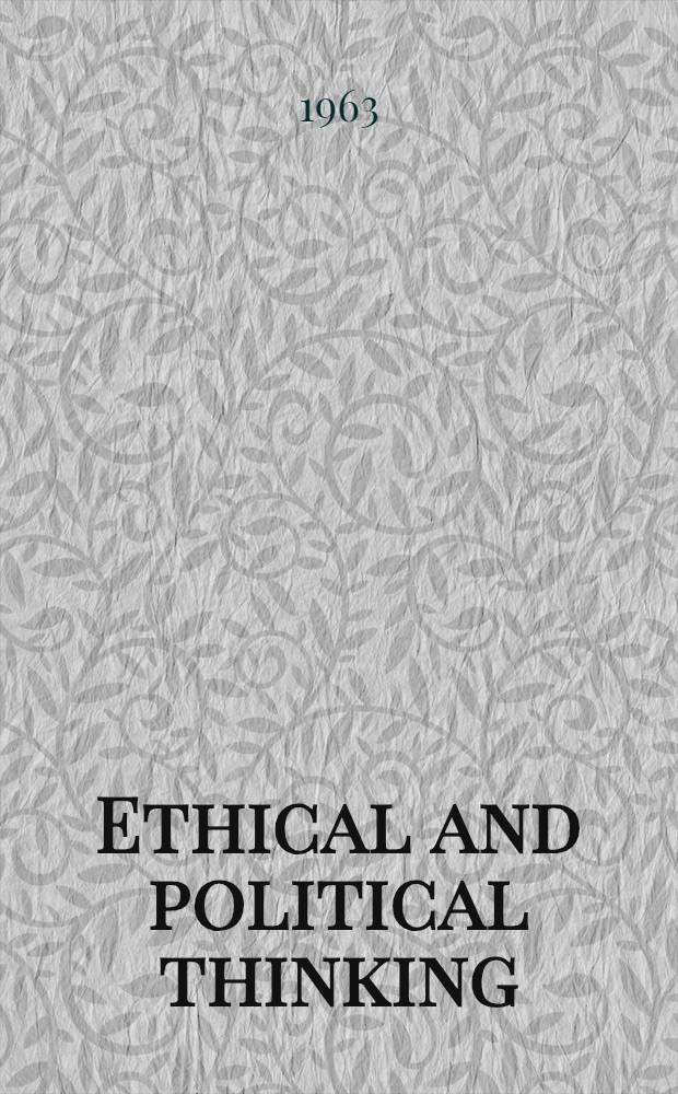 Ethical and political thinking