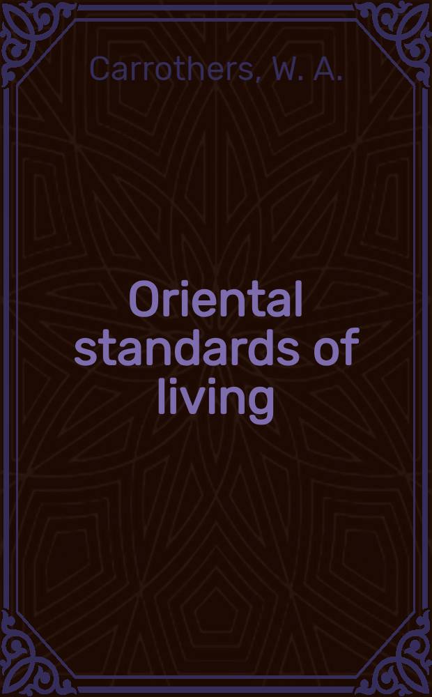 Oriental standards of living