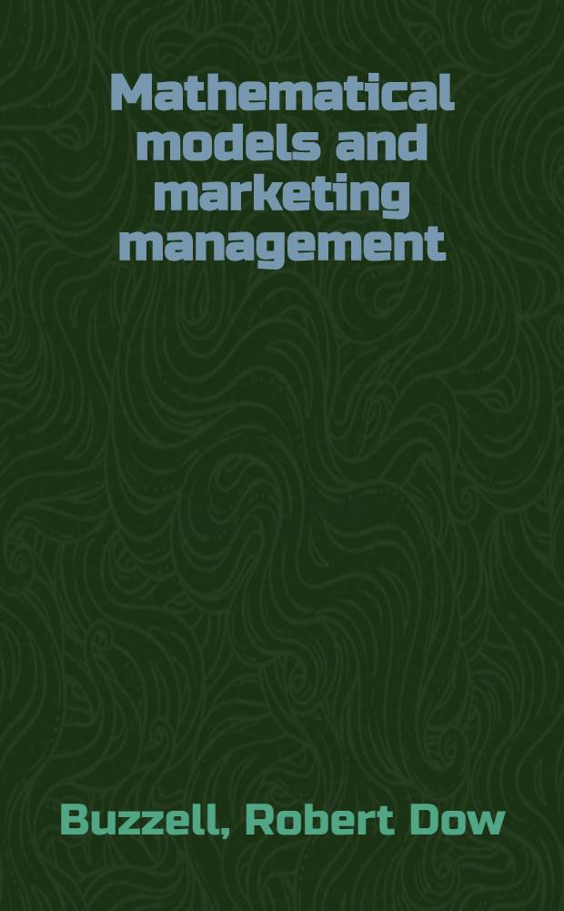Mathematical models and marketing management