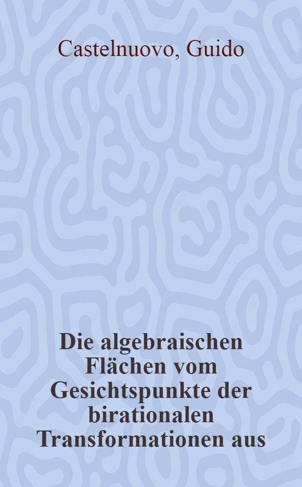 Die algebraischen Flächen vom Gesichtspunkte der birationalen Transformationen aus