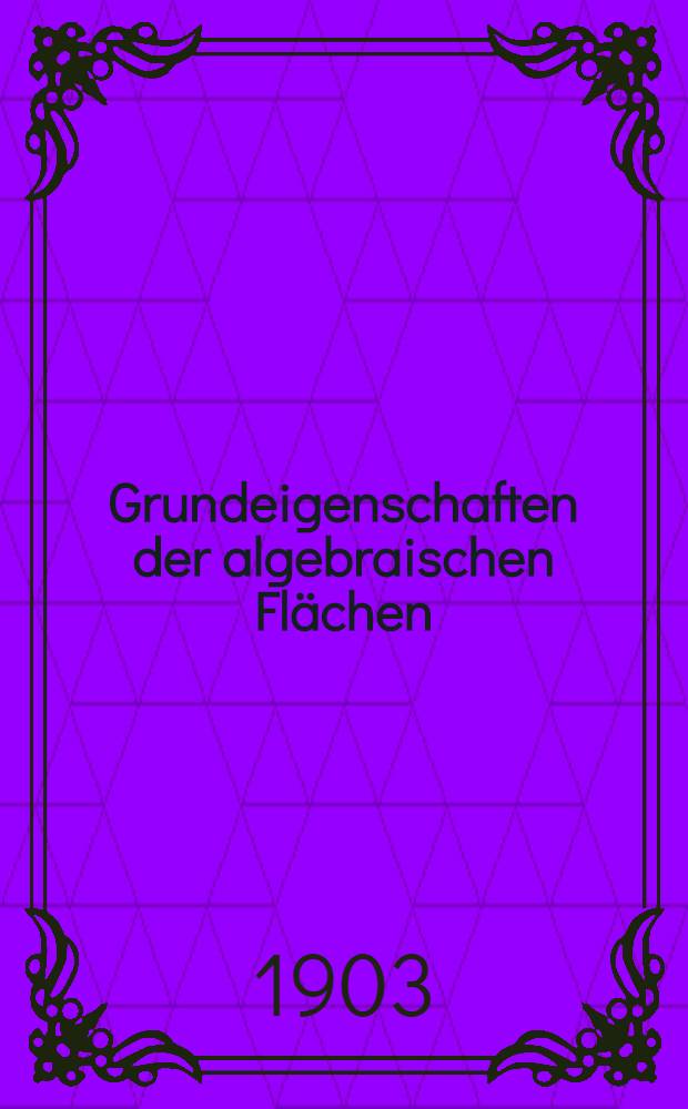 Grundeigenschaften der algebraischen Flächen