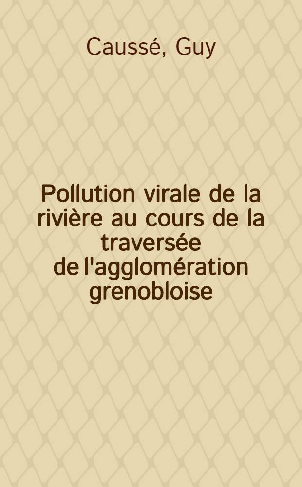 Pollution virale de la rivière au cours de la traversée de l'agglomération grenobloise : Thèse ..