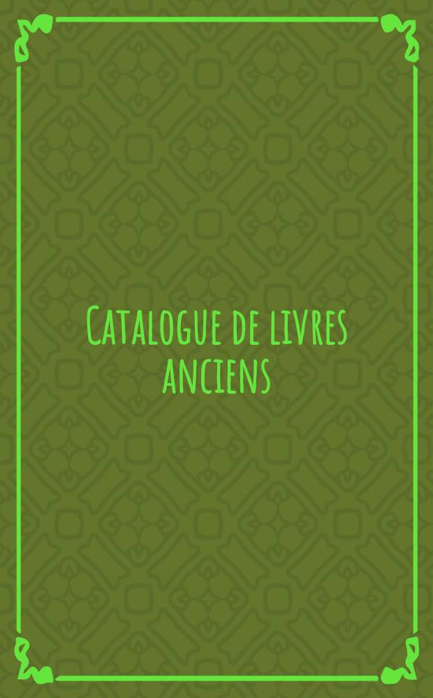 Catalogue de livres anciens
