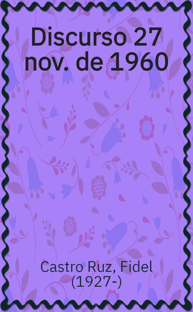 [Discurso 27 nov. de 1960]