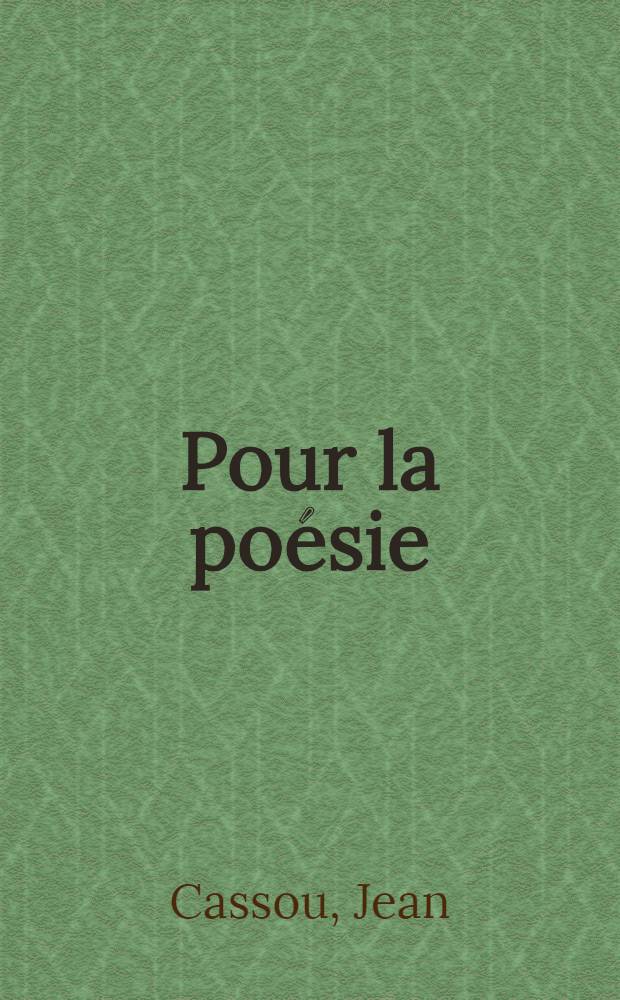 Pour la poésie