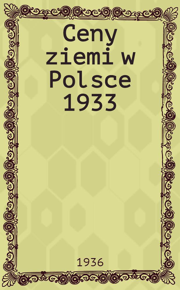 Ceny ziemi w Polsce 1933