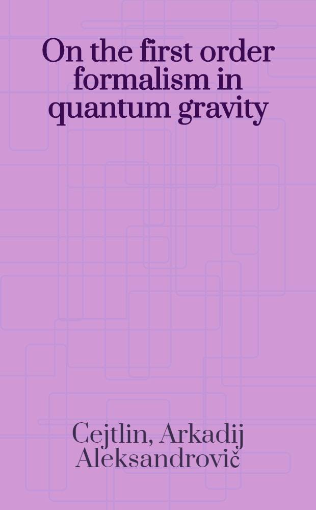 On the first order formalism in quantum gravity