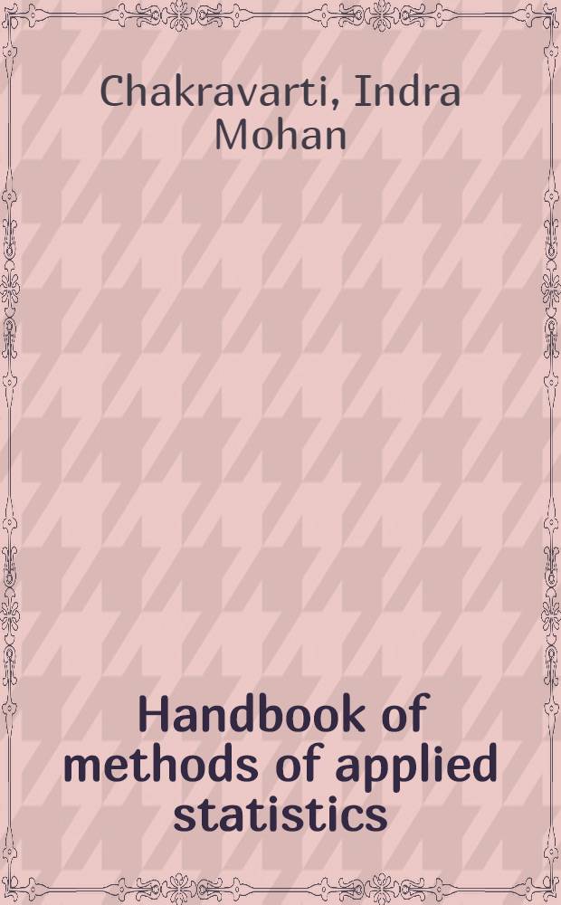 Handbook of methods of applied statistics