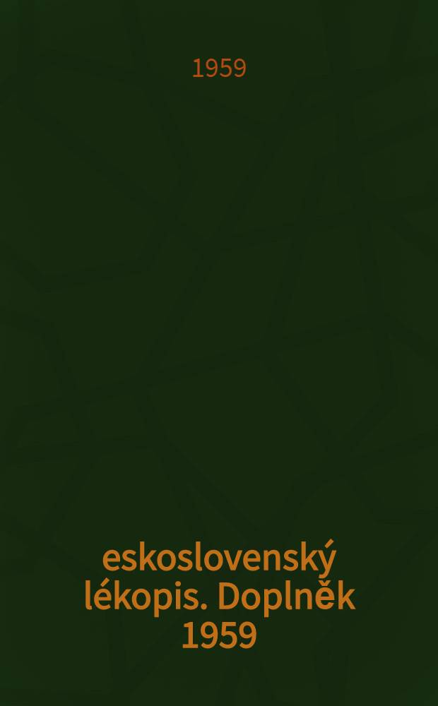 Československý lékopis. Doplněk 1959 : (ČsL 2)