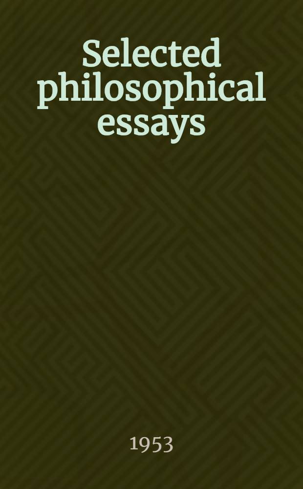 Selected philosophical essays