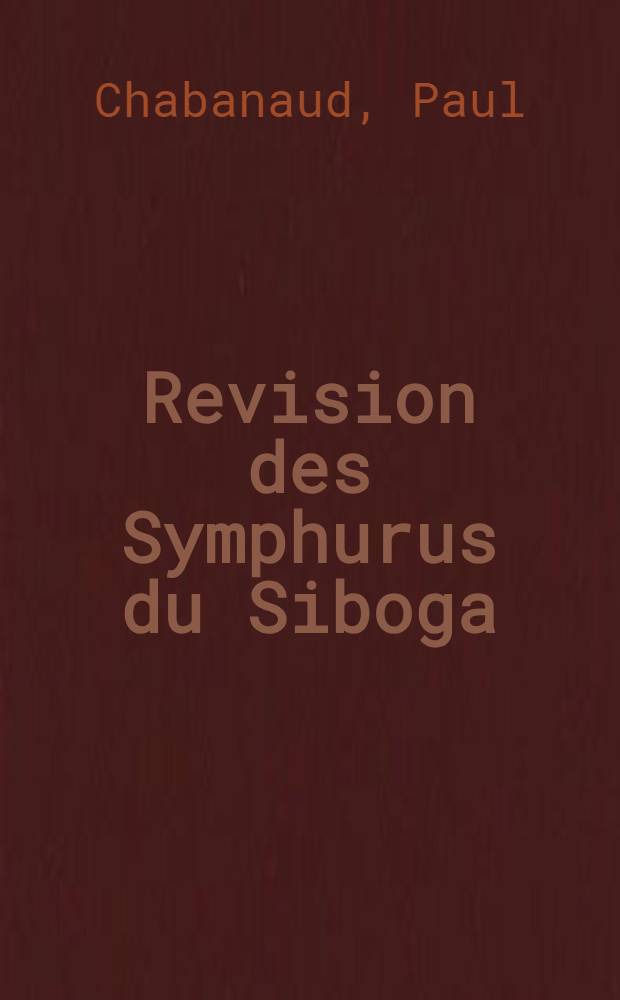 Revision des Symphurus du Siboga