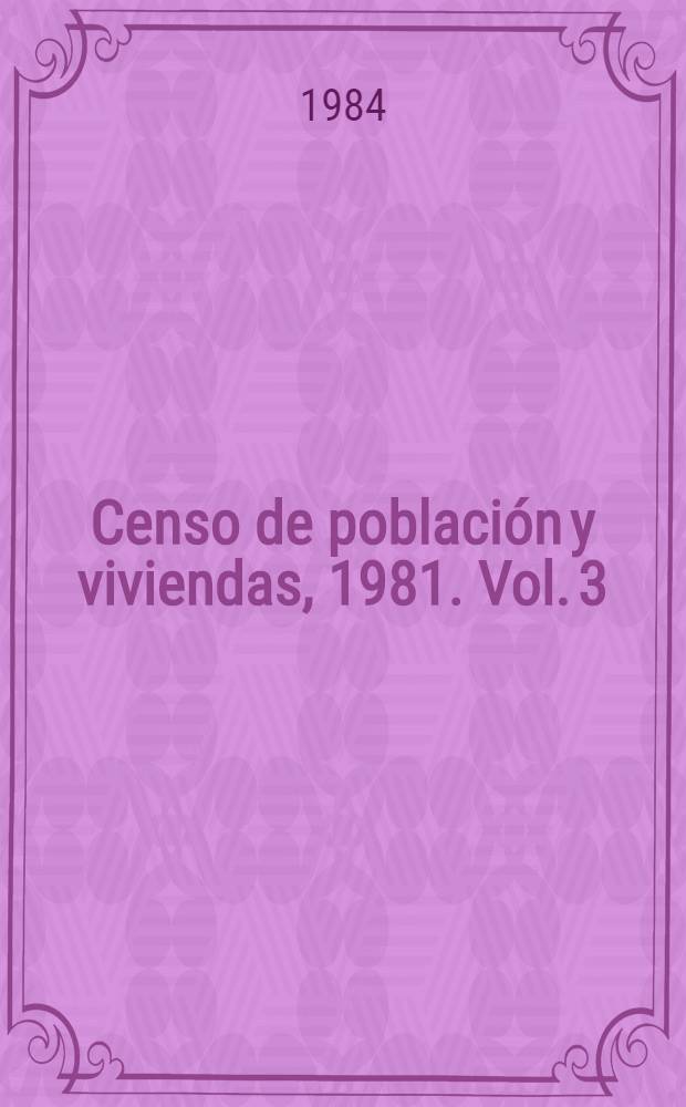 Censo de poblaci&oacute;n y viviendas, 1981. Vol. 3 : Provincia de ciudad de La Habana