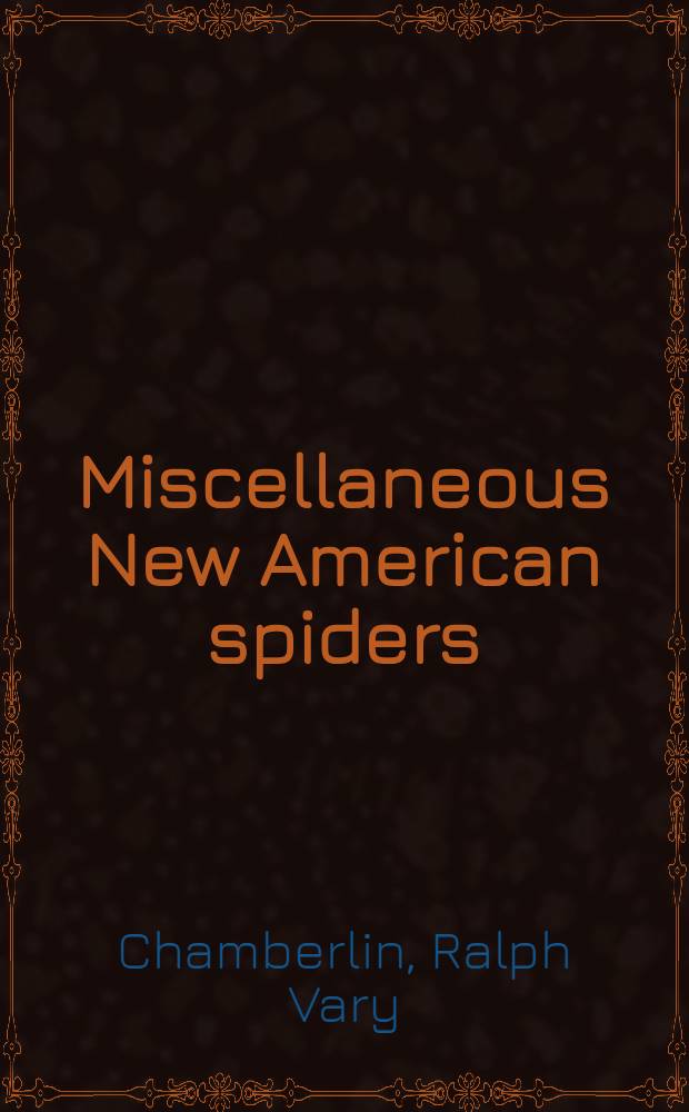 Miscellaneous New American spiders