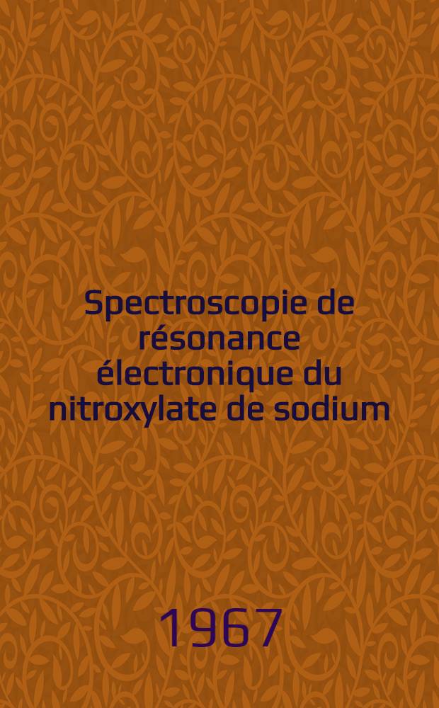 Spectroscopie de résonance électronique du nitroxylate de sodium
