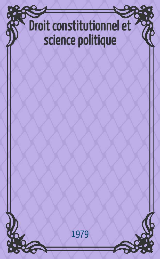 Droit constitutionnel et science politique