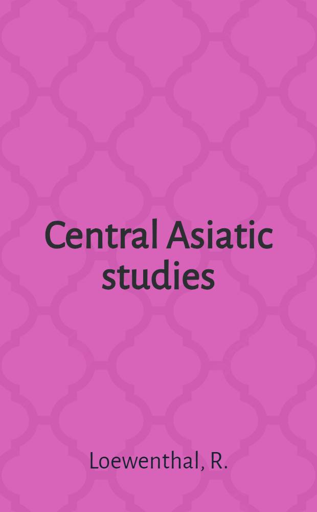 Central Asiatic studies : A monograph series devoted to the culture, history, and languages of Central Asia and its peoples. 1 : The Turkic languages and literatures of Central Asia