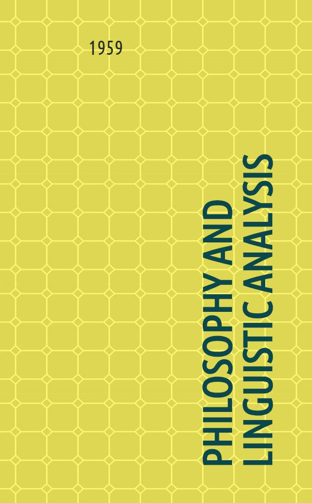 Philosophy and linguistic analysis