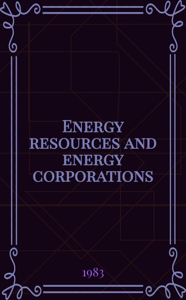 Energy resources and energy corporations