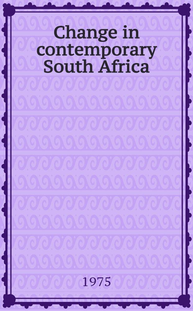 Change in contemporary South Africa