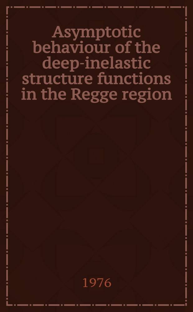 Asymptotic behaviour of the deep-inelastic structure functions in the Regge region