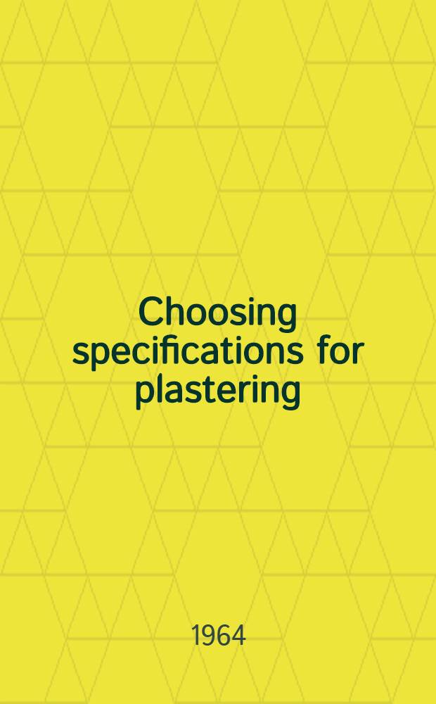 Choosing specifications for plastering