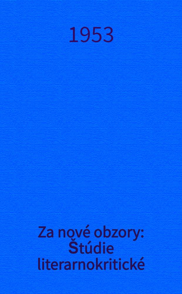 Za nové obzory : Štúdie literarnokritické