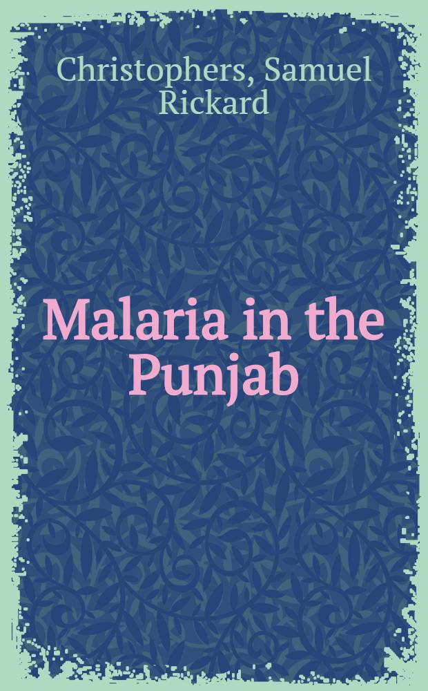 Malaria in the Punjab