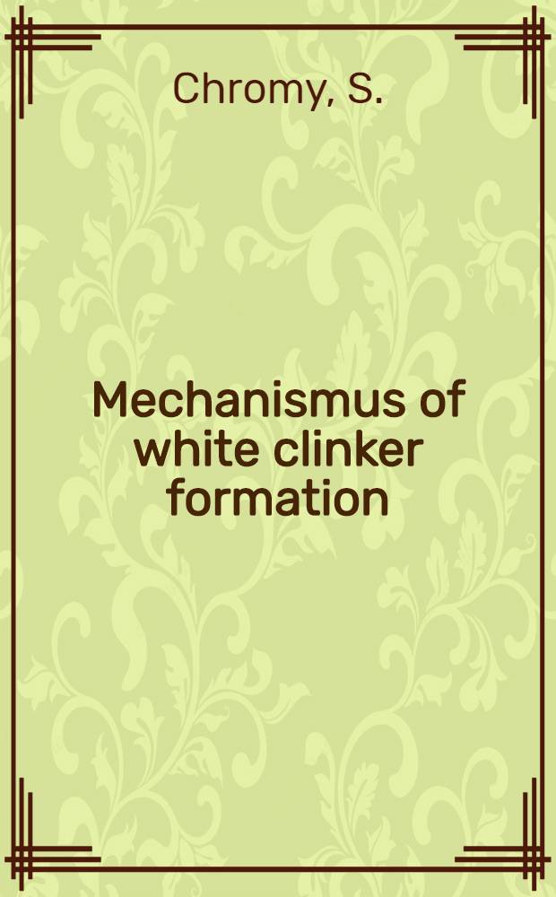Mechanismus of white clinker formation : Supplementary paper