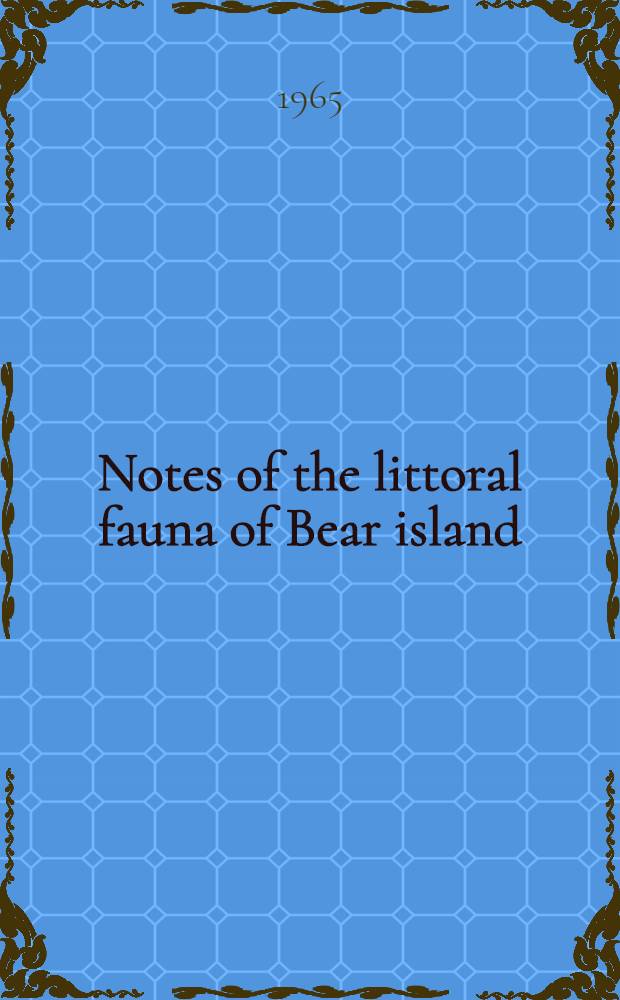 Notes of the littoral fauna of Bear island